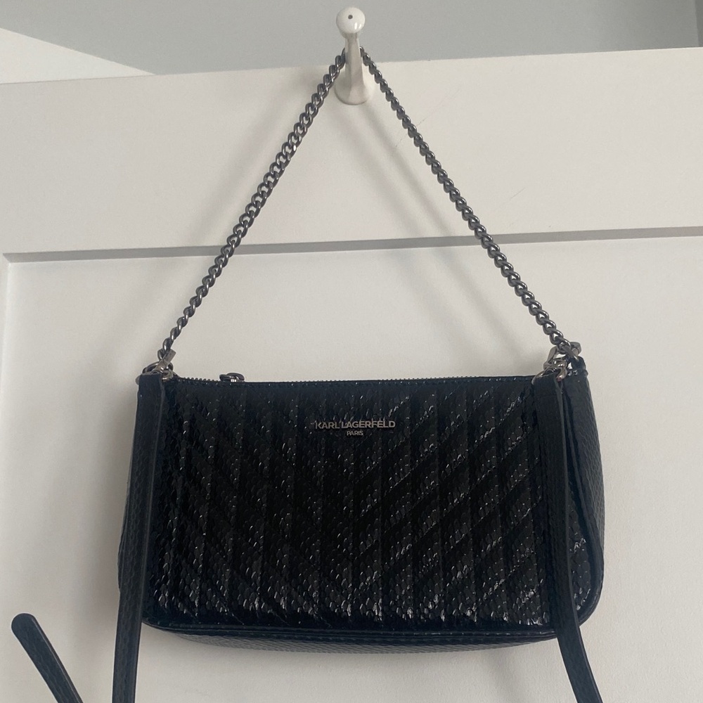 Karl Lagerfeld Black Quilted Chain Shoulder Bag